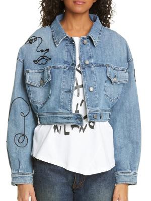 jaqueta jeans feminina com desenhos