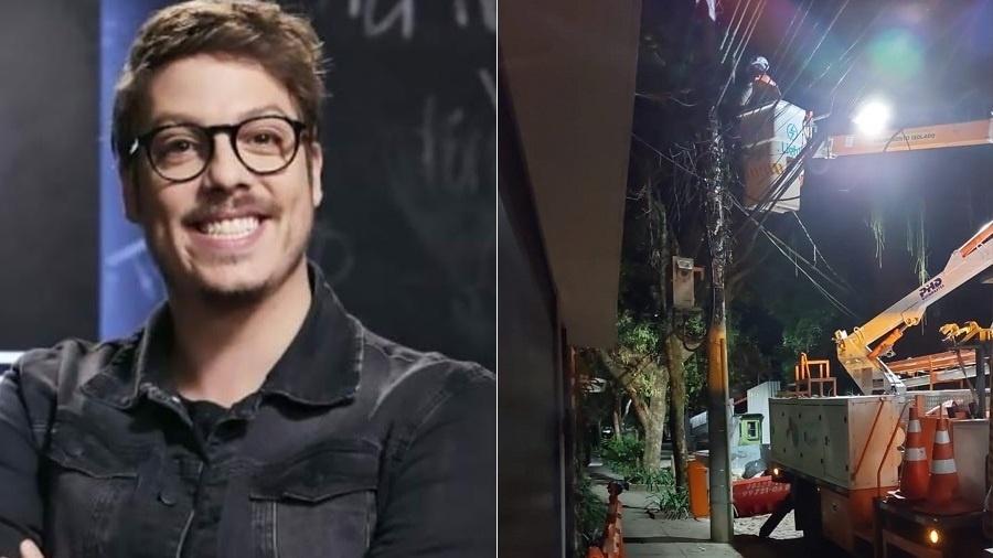 Fabio Porchat mostra perrengue em casa durante reforma - Porchat (Divulgação/Globo) e Foto da casa (Reprodução/Redes Sociais)