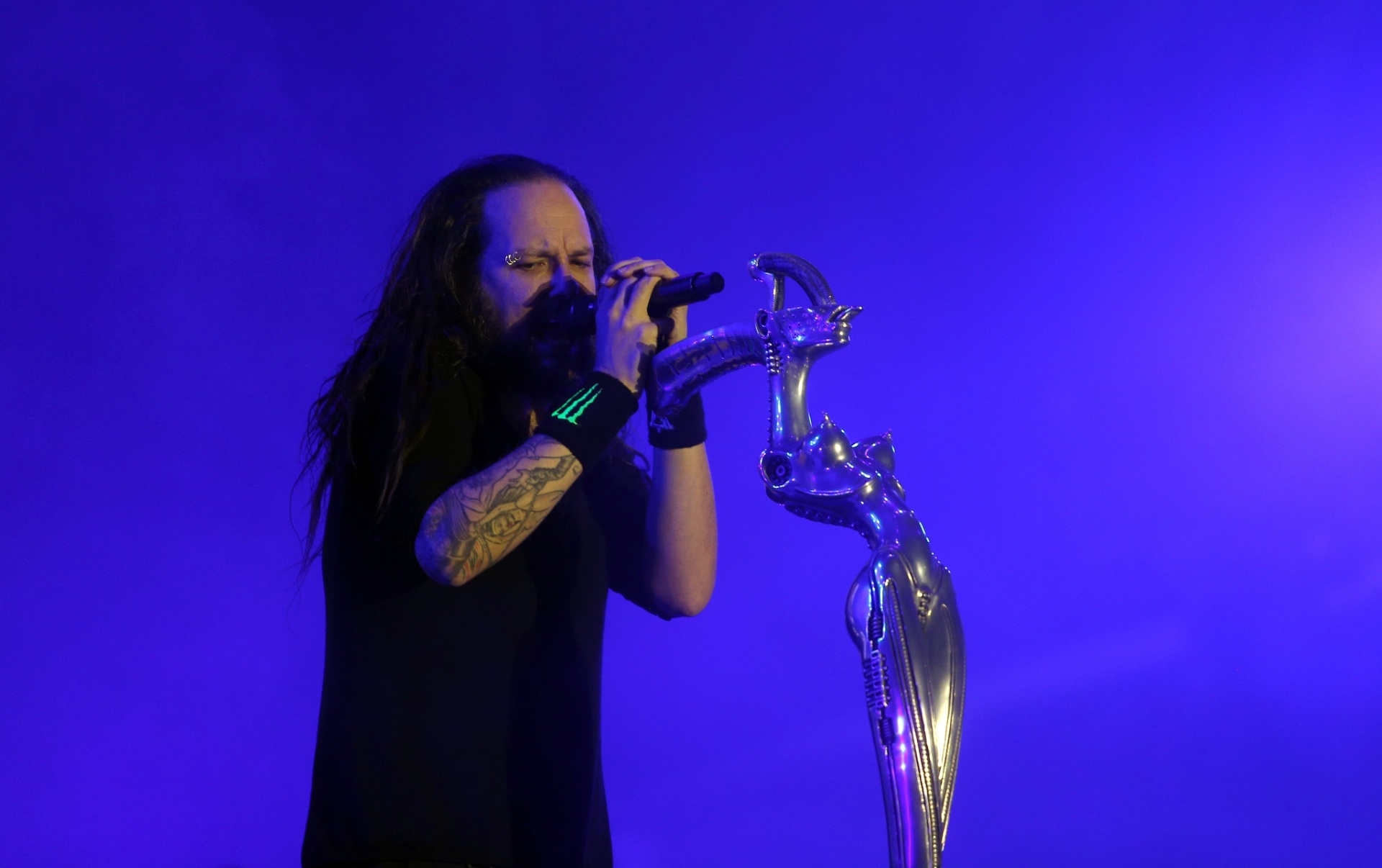 19.set.2015 - O vocalista do Korn Jonathan Davis se apresenta no palco Sunset no segundo dia do Rock in Rio 2015 - J. F. Diorio/Agência Estado