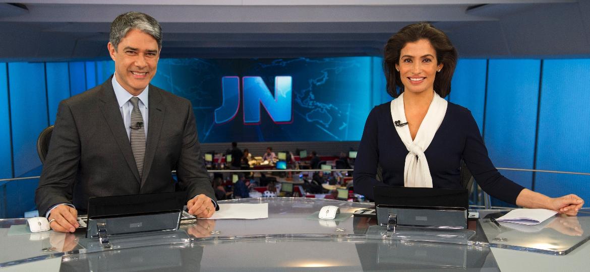 William Bonner e Renata Vasconcellos no cenário do "Jornal Nacional" - Estevam Avellar/Divulgação/TV Globo