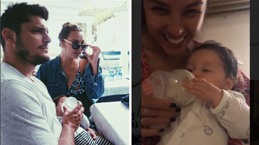 Bruno Gissoni e Yanna Lavigne dão mamadeira para a filha - Reprodução/Instagram
