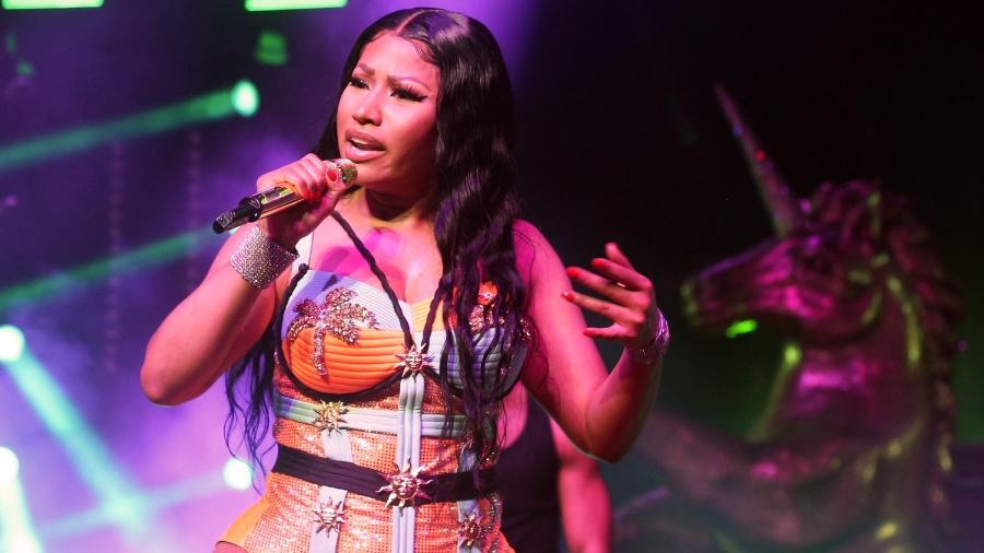 Nicki Minaj durante show em São Paulo em 2018 - AgNews