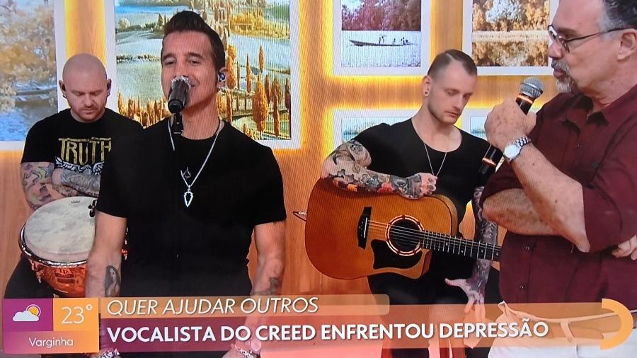 Scott Stap, vocalista da banda Creed, participa do programa Encontro, da TV Globo - Reprodução