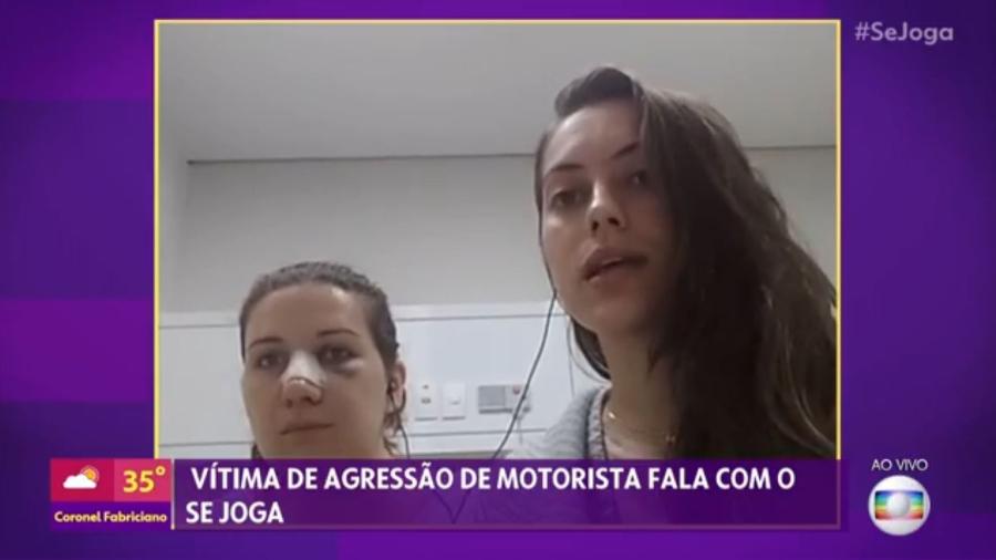 A assessora Jessica Varrasquim e a advogada Tatiana Soares em entrevista so Se Joga direto do hospital - Reprodução/Globo