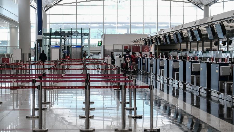 Aeroporto Internacional de Hong Kong no fim de março - Getty Images