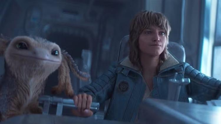 Kay Vess e o mascote Nix em Star Wars Outlaws