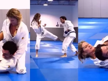 Vídeo de Gisele Bündchen lutando com namorado bomba na web após gravidez