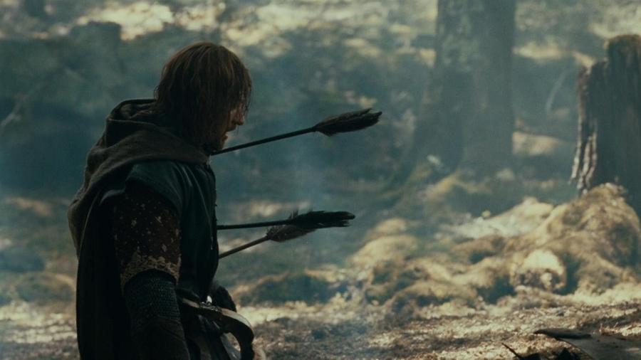Cena em que Boromir morre no "O Senhor dos Anéis: A Sociedade do Anel" - Reprodução