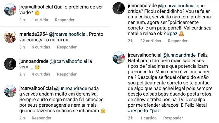 Junno Andrade bate boca com seguidor no Instagram - Reprodução/Instagram - Reprodução/Instagram