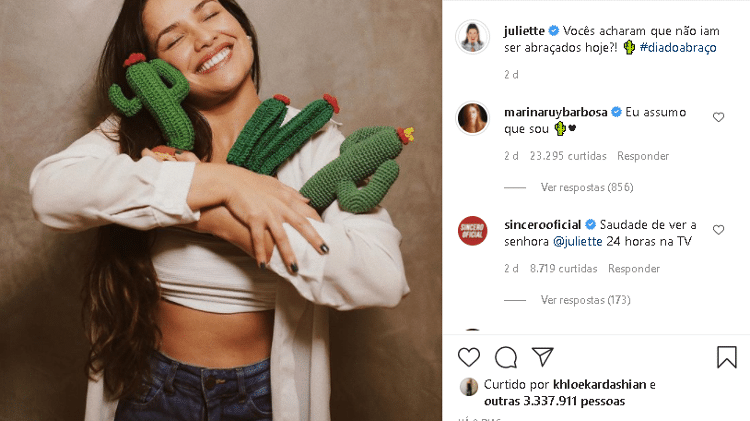BBB 21: Khloé Kardashian aparece entre as pessoas que curtiram foto de Juliette - Instagram/@Juliette - Instagram/@Juliette