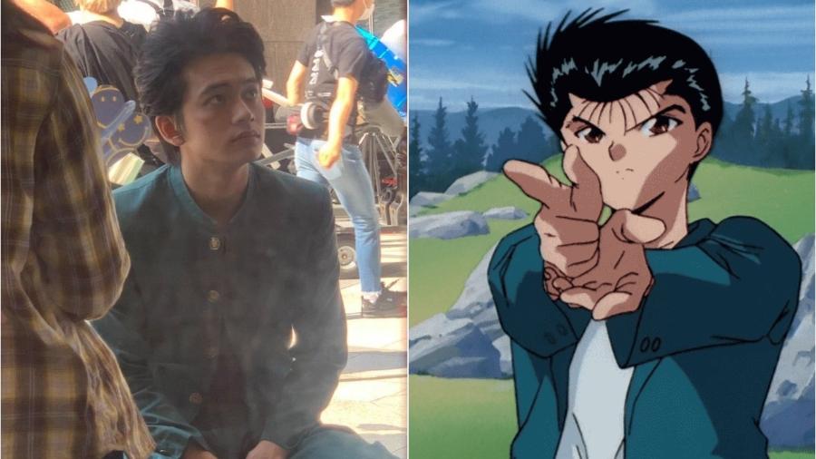 Takumi Kitamura como Yusuke Urameshi.no set de "Yu Yu Hakusho" - Reprodução/Twitter