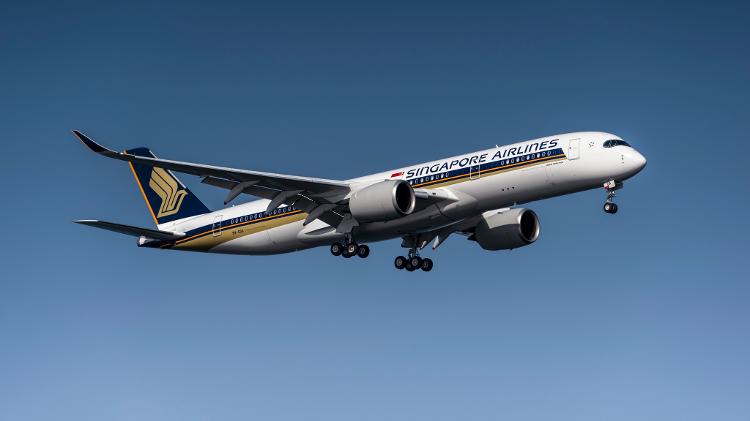 A viagem aérea da Singapore Airlines é realizada com um Airbus A350-900ULR - Divulgação/Singapore Airlines - Divulgação/Singapore Airlines