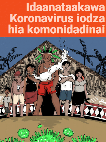 Capa de cartilha de prevenção ao novo coronavírus para povos indígenas - Divulgação ISA