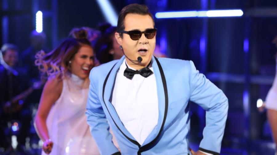 Nelson Freitas interpreta Psy no Show dos Famosos do "Domingão do Faustão" - Rodrigo Peixoto/Divulgação/TV Globo