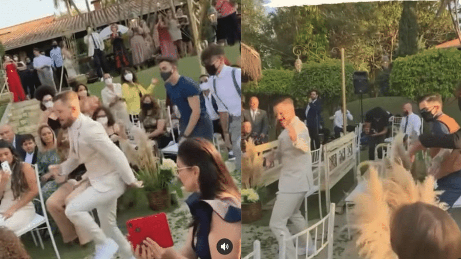 Gustavo Durso viralizou por seus passos de dança enquanto caminhava em direção ao altar em seu casamento - Reprodução/Instagram