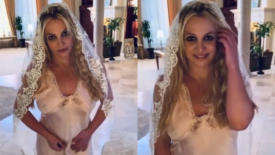 Britney Spears posta vídeo com vestido de casamento