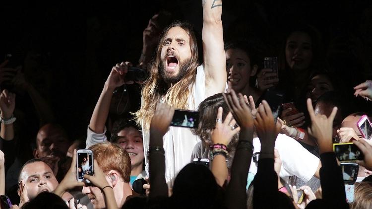 Jared Leto em show do Thirty Seconds to Mars - GV Cruz/Getty Images - GV Cruz/Getty Images