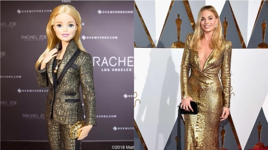 Em 2016, Margot brilhou (literalmente) em um vestido dourado poderoso ao participar do Hollywood & Highland Center Awards -- cor que também faz parte do look da boneca mais famosa do mundo - Reprodução/Instragram/Reuters