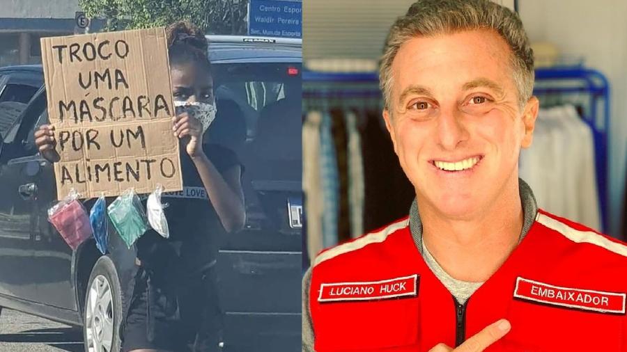 Ana Júlia, que trocava máscaras por alimentos no Rio, recebe ligação de Luciano Huck - Reprodução/Instagram