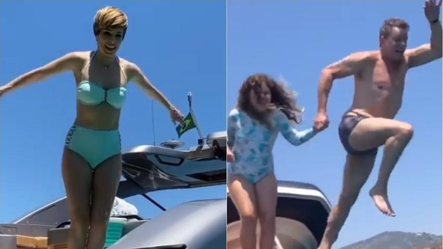Ana Furtado e Boninho pulam de barco ao lado da filha, Isabella - Reprodução/Instagram