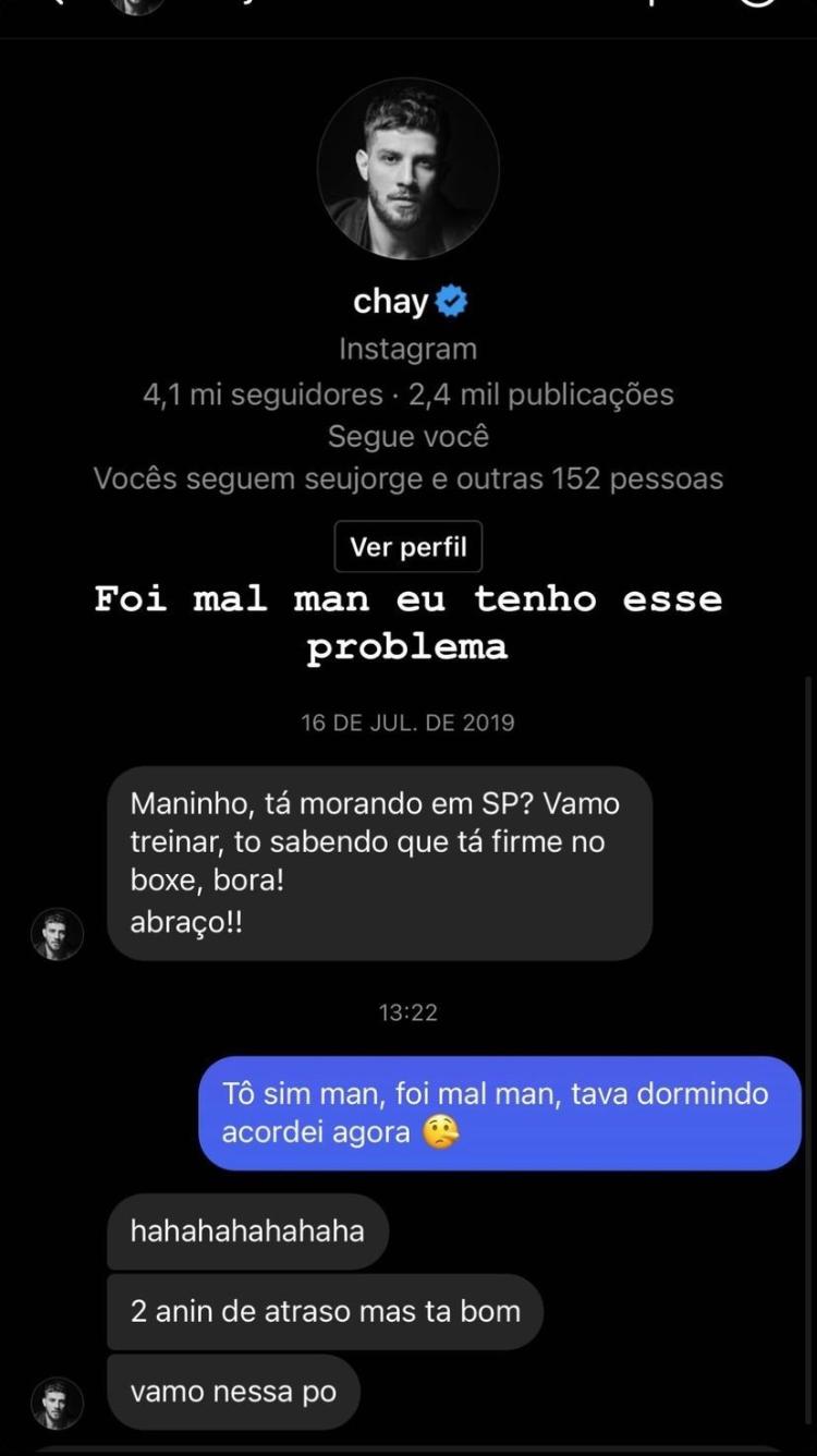 Whindersson responde convite de Chay Suede - Reprodução/Instagram  - Reprodução/Instagram 