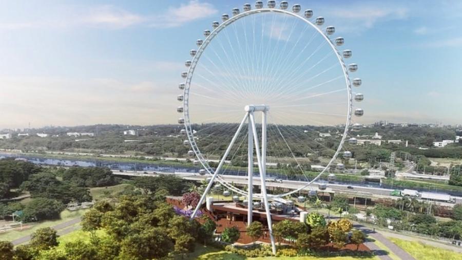 Nova recordista no país, a roda-gigante paulistana estará localizada no parque Cândido Portinari, às margens do rio Pinheiros - Divulgação