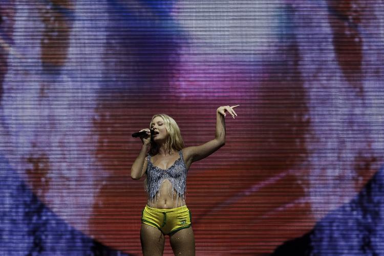 14.set.2024 -  Zara Larsson se apresenta no Palco Mundo durante o segundo dia do Festival Rock In Rio 