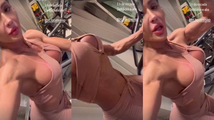 Gracyanne Barbosa destaca 'tanquinho' em treino