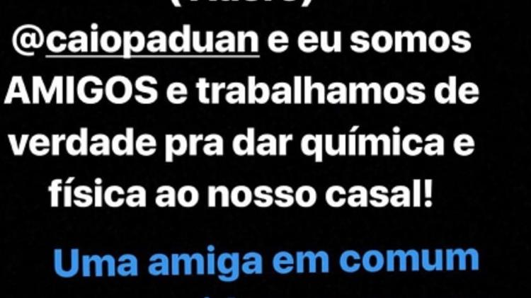 Após burburinho, Erika Januza e Caio Paduan negam namoro  - Reptrodução/Instagram - Reptrodução/Instagram