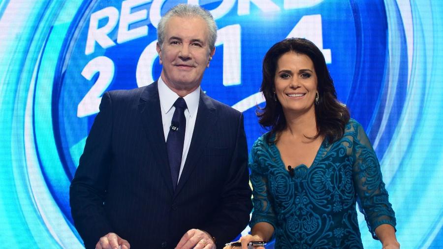 Celso Freitas e Adriana Araújo, âncoras do "Jornal da Record - Antonio Chahestian/ Record TV