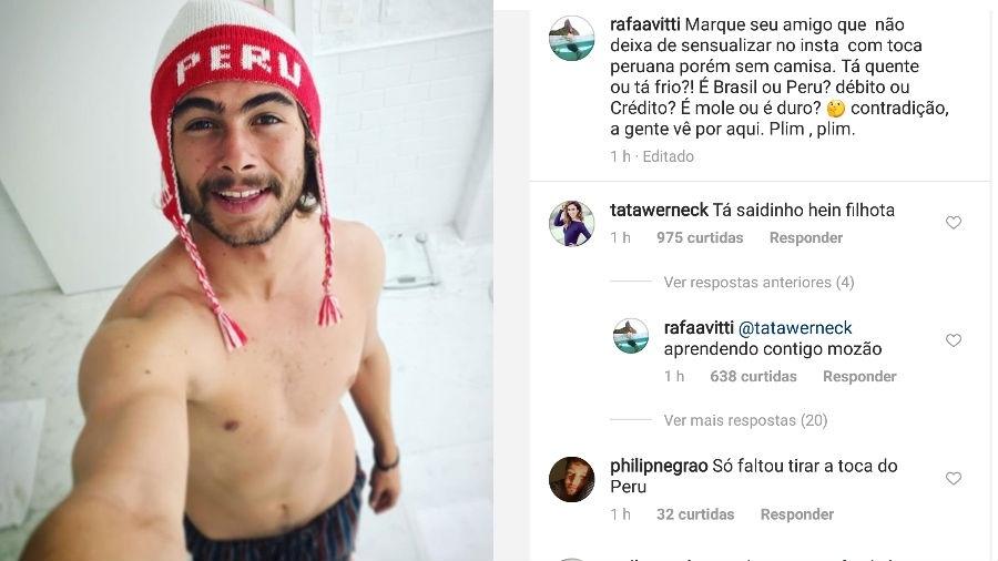 Rafael Vitti posta foto sem camisa e Tatá Werneck comenta - Reprodução/Instagram