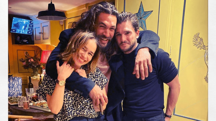 Emilia Clarke posta foto fofa com Jason Momoa e Kit Harington - Reprodução/Instagram