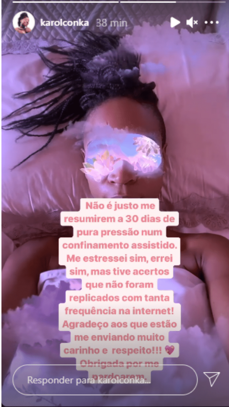 BBB 21: Story de Karol Conká - Reprodução/Instagram - Reprodução/Instagram