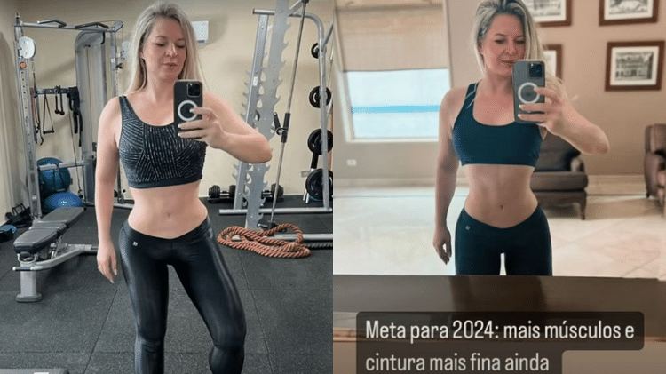 Joice Hasselmann exibe cintura durante treino na academia