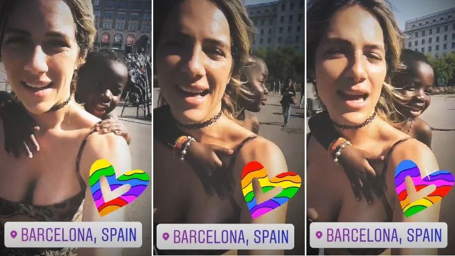 Giovanna Ewbank carrega a filha,Títi, nas costas - Reprodução/Instagram