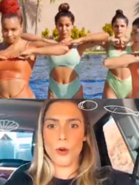 Arielle Macedo, Anitta, Laryssa Bottino e GKay, aprendendo nado sincronizado com Bia Feres - Reprodução/Instagram