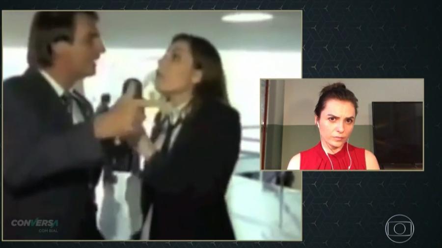 Durante o "Conversa com Bial", Monica Iozzi revê uma entrevista que fez no "CQC" com o então deputado Jair Bolsonaro - Reprodução