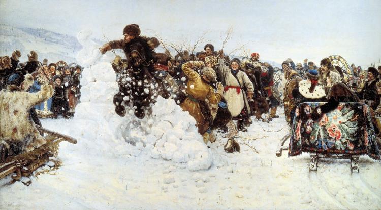 Forte de neve representado em gravura de Vasily Surikov - Domínio Público - Domínio Público