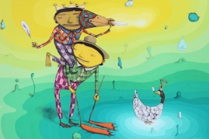 Imagem da obra "O Pato Rei", da dupla Osgemeos, parte da exposição "Silence of the Music" - Divulgação/Osgemeos