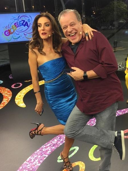 Chico Pinheiro e Monalisa Perrone no estúdio da Globo no Anhembi - Divulgação/TV Globo