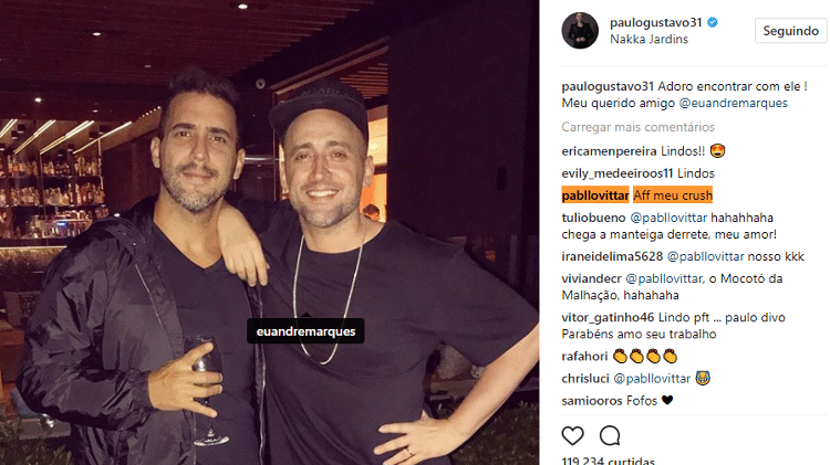 Pabllo Vittar comenta foto de Paulo Gustavo com André Marques - Reprodução/Instagram - Reprodução/Instagram