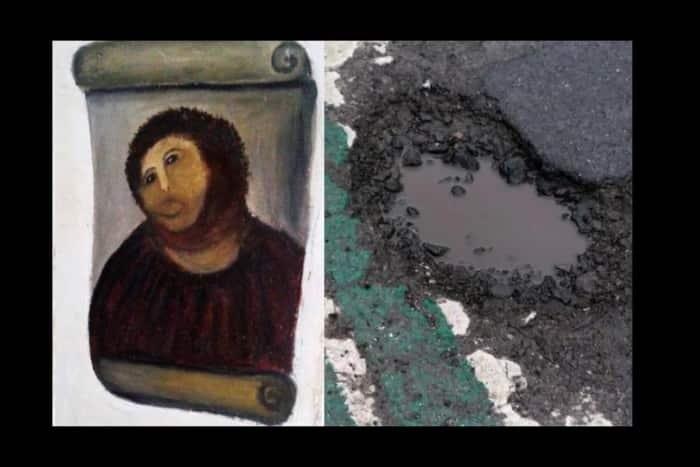 Com quem este buraco flagrado no Reino Unido se parece? - Reprodução/Lancashire Evening Post