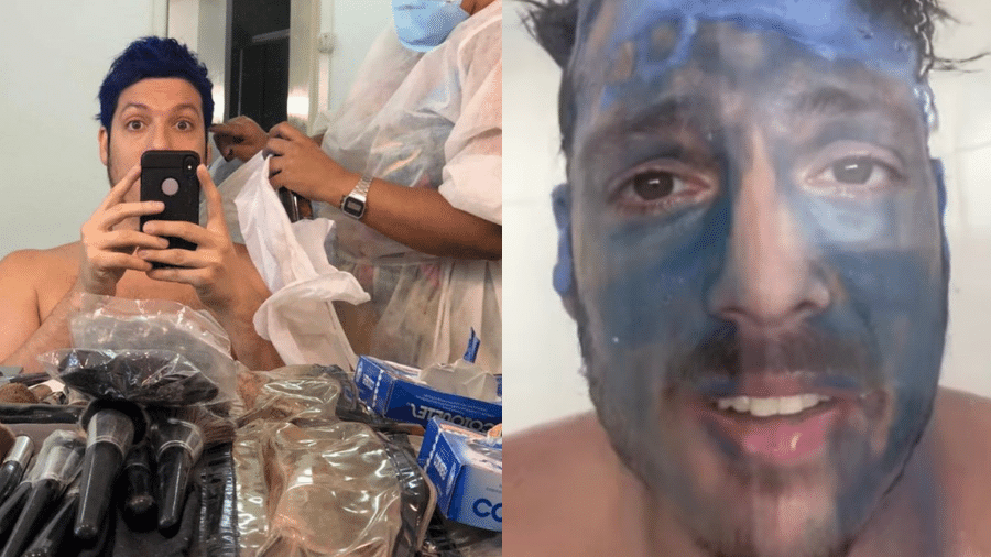 Fabio Porchat lembrou viral de 2012 ao ser caracterizado com tinta azul para nova esquete do Porta dos Fundos - Reprodução/Instagram/@fabioporchat