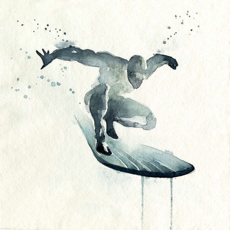 O Surfista Prateado aparece na pintura em aquarela de Clementine Campardou - Reprodução/Clementine Campardou