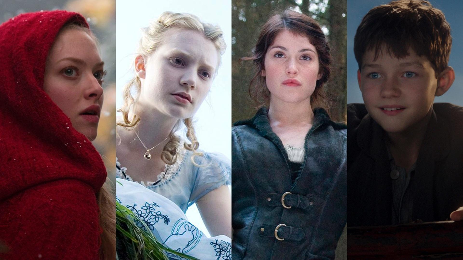 Cenas dos filmes "A Garota da Capa Vermelha" (2011), de Catherine Hardwicke, "Alice no País das Maravilhas" (2010), de Tim Burton, "João e Maria: Caçadores de Bruxas" (2013), de Tommy Wirkola e "Peter Pan" (2015), de Joe Wright - Reprodução/Montagem