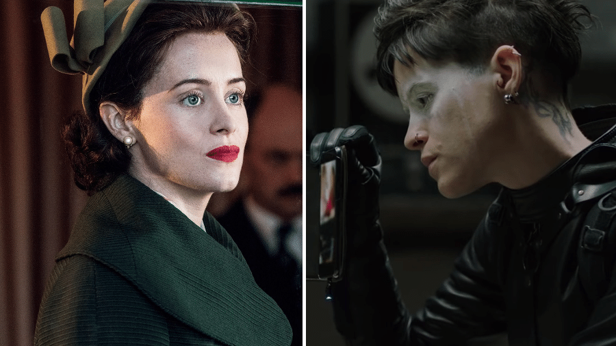 Claire Foy em "The Crown" e em "Millennium: A Garota na Teia de Aranha" - Reprodução/Montagem