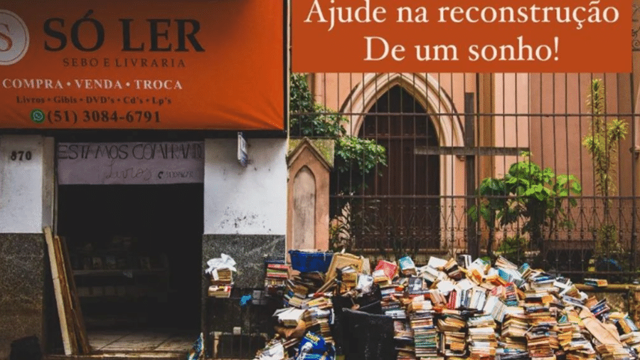 A destruição no sebo Só Ler, em Porto Alegre