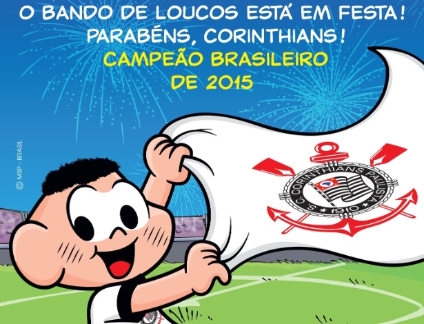 Cascão comemora o título do Corinthians em desenho divulgado por Mauricio de Sousa - Divulgação