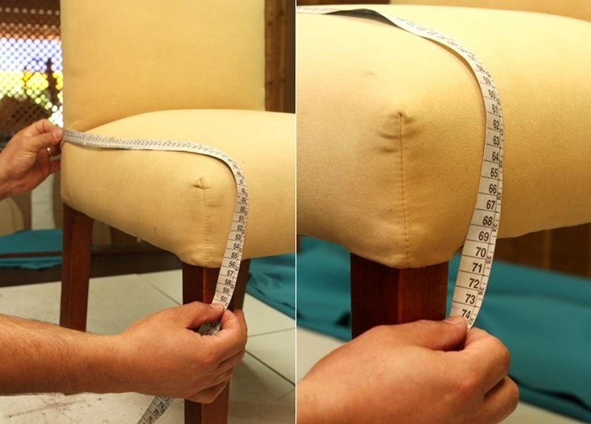 Maurício Manfrini, da Tapeçaria Líder, aconselha iniciar o trabalho pelo assento. Meça a largura do encontro do pé com o assento até a extremidade da junção oposta, deixando 3 cm a mais de cada lado. Para saber a profundidade, você deve tirar a medida à partir do início do encosto até o encontro do assento com o pé, deixando também 3 cm de folga - Aline Arruda/UOL