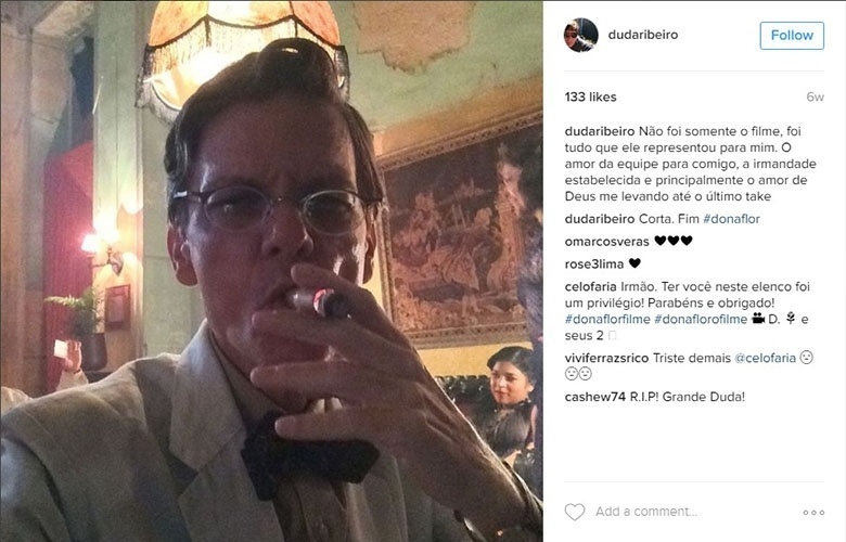 2016 - Duda Ribeiro como o professor Epaminondas na nova versão para o cinema de "Dona Flor e Seus Dois Maridos" - Reprodução/Instagram/dudaribeiro
